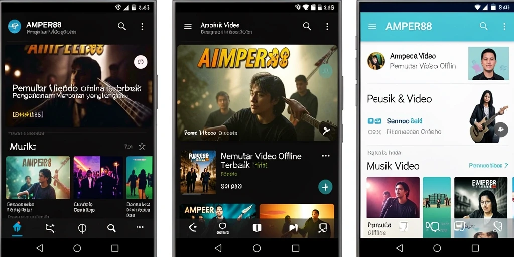 Antarmuka AMPER88 yang sederhana dan menarik untuk Pemutar Video Offline.