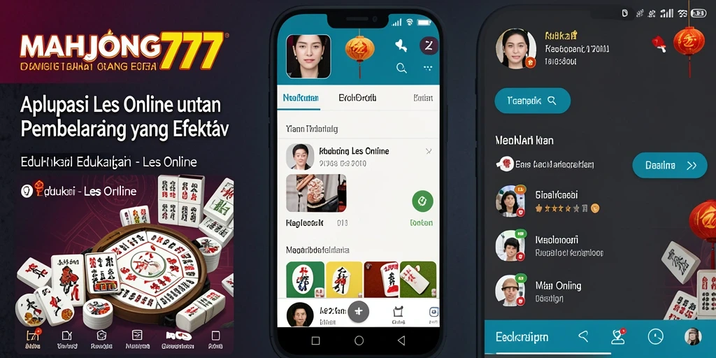Tampilan antarmuka aplikasi Les Online MAHJONG777 yang interaktif.