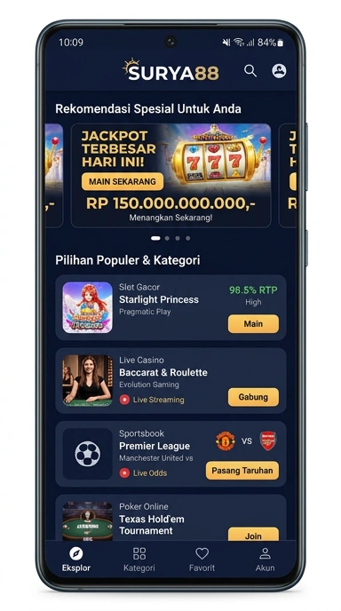 Tampilan katalog aplikasi surya88