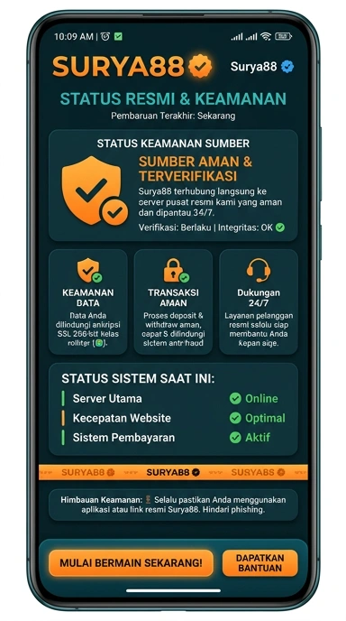 Tampilan kanal resmi surya88